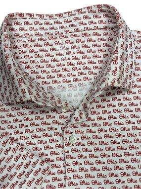 Rhoback Polo Shirt Men XXL White Ohio State Script Short Sleeve Performance Golf